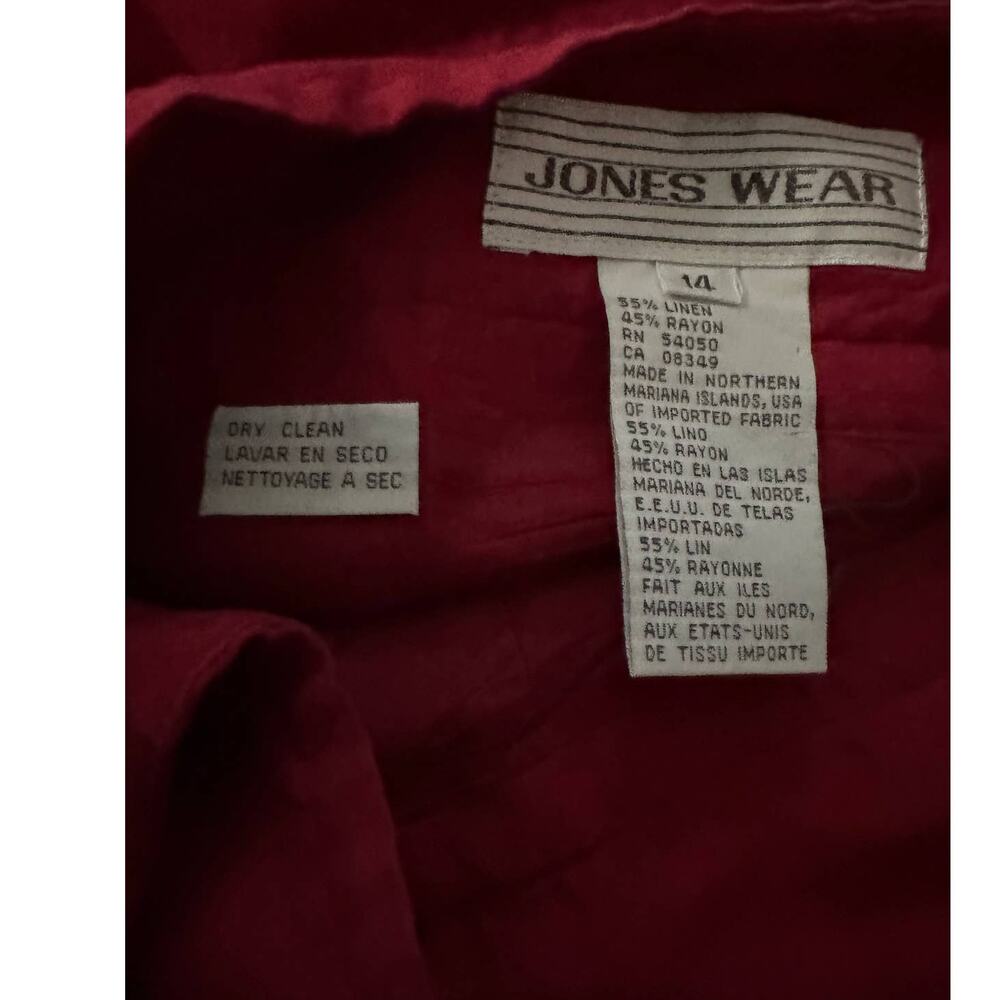 Jones Wear Womens Size 14 Linen Rayon Blend Red Short Skirt Side Zipper - Picture 3 of 8